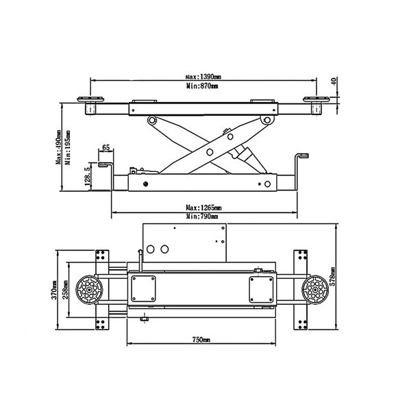 E4G J5H PEAK Jacking Beam on 'slides' 2.2 Tons Hand Operated for 4 Post Lift - Image 2